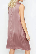 Pink Neon Rose Pussybow Dress Keyhole Elegant Pink Shift Dress With Bow Silk Front Sleeveless Summer Straight Casual Dress