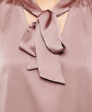 Pink Neon Rose Pussybow Dress Keyhole Elegant Pink Shift Dress With Bow Silk Front Sleeveless Summer Straight Casual Dress