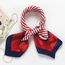 Plaid Silk Scarves Print Striped Anchor Women Small Neck Silk Scarf Square Silk Scarves Silk Chiffon Red Blue Purple 5 Color