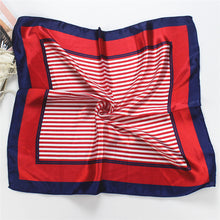 Plaid Silk Scarves Print Striped Anchor Women Small Neck Silk Scarf Square Silk Scarves Silk Chiffon Red Blue Purple 5 Color