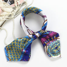 Plaid Silk Scarves Print Striped Anchor Women Small Neck Silk Scarf Square Silk Scarves Silk Chiffon Red Blue Purple 5 Color