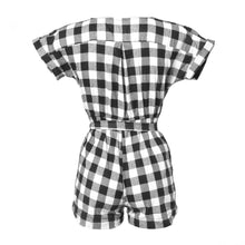 Plaid Summer Style Women Jumpsuit Black White Bodysuit Women Femme Romper Rompers Womens Jumpsuit Bow Overalls