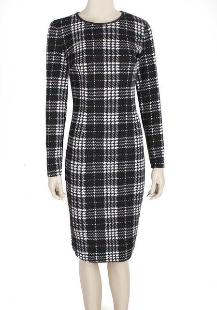 Plaid Women Dress Long Sleeve Winter Autumn Plus Size Bodycon Casual Slim Dress Elegant 2015 Robe With Belt