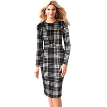 Plaid Women Dress Long Sleeve Winter Autumn Plus Size Bodycon Casual Slim Dress Elegant 2015 Robe With Belt