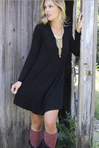 Plain Plus Mini Dress Long Sleeve Casual Loose Home Dress Smock Tops Mori Girl Little Black Beach Dress Plus Size Spring 2016