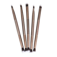 Plastic Artificial Wool Brush Light Coffee Color 5PCS Makeup Eye Powder Foundation Eyeshadow Blending Double-Ended Brush Pen