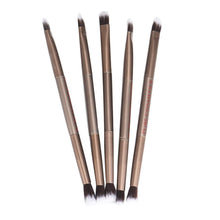 Plastic Artificial Wool Brush Light Coffee Color 5PCS Makeup Eye Powder Foundation Eyeshadow Blending Double-Ended Brush Pen
