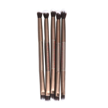 Plastic Artificial Wool Brush Light Coffee Color 5PCS Makeup Eye Powder Foundation Eyeshadow Blending Double-Ended Brush Pen