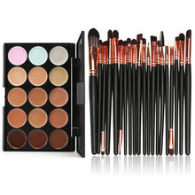 Plastic Wooden Faux Hair 15 Colors Contour Face Cream Makeup Concealer Palette Professional + 20 Brush Anne