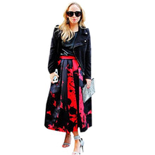 Pleated High Waist Skirt Printed Retro Midi Saia Feminina Saias Women Skater Skirts Jupe Red White Lolita Etek Faldas Ropa Mujer