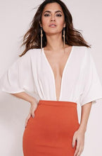 Plunge Deep V Neck Bodysuit Batwing Women Sexy Summer Romper Party Club Sexy White Jumpsuits 2016 Playsuit Overalls For Women