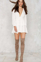 Plunge Deep V Neck Dress With Belt Bow Knot Ruffle Long Sleeve Short Boho Sexy Casual Pleated Dress Skater Dress Sheer Chiffon