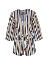 Plunge Deep V Neck Vertical Striped Loose Romper Short Women Summer Jumpsuit Sexy 2017 Fashion Beach Ladies Playsuit Overall