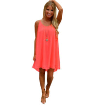 Plus Size Casual Loose Summer Dress Red Green Spaghetti Strap Chiffon Women Dress Mini Dresses Women Clothing Vestido Robe
