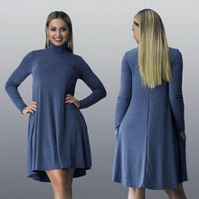 Plus Size Dresses Women Home Dress TurtleNeck Loose Knitted Winter Dress 2XL 3XL Plaid Loose Casual For Chubby Girls Pregnant