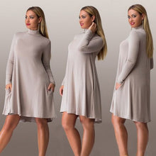 Plus Size Dresses Women Home Dress TurtleNeck Loose Knitted Winter Dress 2XL 3XL Plaid Loose Casual For Chubby Girls Pregnant