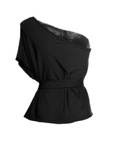 Plus Size Peplum Top Batwing Shirt Ruffled Blouses One Sloping Shoulder Cotton Women Blouses Elegant Fashion Top