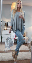 Plus Size Women Blouses Causal Long Sleeve Shirt Women Tops Grey Blouse 2015 Autumn Fashion Black Loose Top