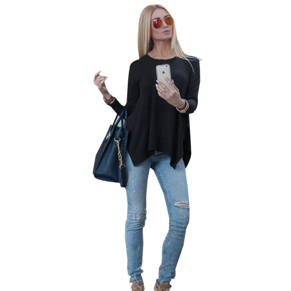 Plus Size Women Blouses Causal Long Sleeve Shirt Women Tops Grey Blouse 2015 Autumn Fashion Black Loose Top