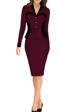 Plus Size Women One Piece Outfits Long Sleeve V Neck Knee Length Business Dress White Striped Elegant Office Formal Work Suit