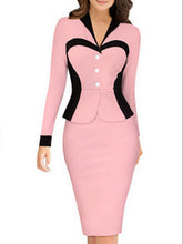 Plus Size Women One Piece Outfits Long Sleeve V Neck Knee Length Business Dress White Striped Elegant Office Formal Work Suit