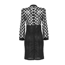 Plus Size XXL Dot Sweets Bodycon Pencil Elegant Dress Wear to Work 2015 Chiffon Women Dress Long Sleeve Black Autumn Dress