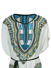 Print Dress O-Neck Short SleeveTribal White Blue Womens Casual African Dashiki Blouse Womens Tops And Fashion Blouses For 2016