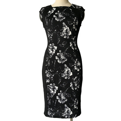 Print Print Sleeveless Pencil Midi Dress Bodycon Casual Office Work Lady Summer Dress 2016 New Arrival High Quality Plus Sizes