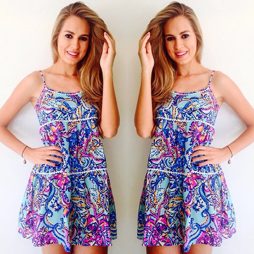 Print Vintage Sexy Beach Dress Women Dress Female Robe Plus Size Summer Dress 2015 For Women'S Dresses Vestidos De Festa Vestido