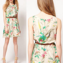Print Women'S Chiffon Dress With Belt Casual Dress European Style Brief Vestidos Femininos 2014 Vestido De Festa