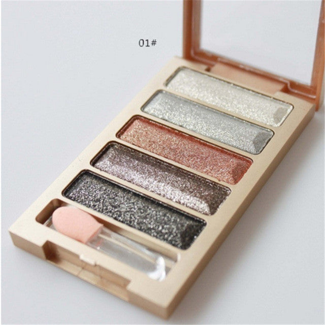 Professional Eye Makeup 5 Colors Eyeshadow Palette Gold Cosmetics Makeup Palette Diamond Bright Glitter Long lasting Eye Shadow