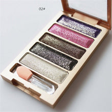 Professional Eye Makeup 5 Colors Eyeshadow Palette Gold Cosmetics Makeup Palette Diamond Bright Glitter Long lasting Eye Shadow