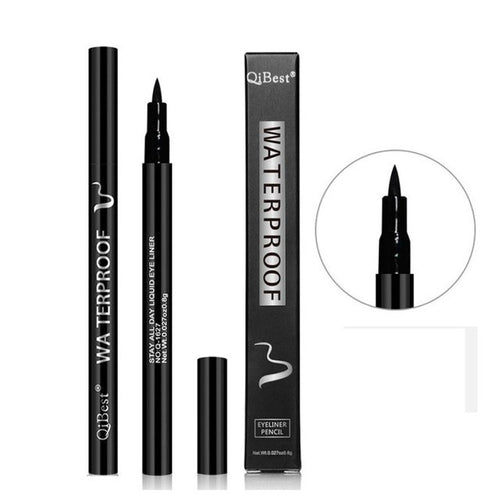 Qibest 100% brand high quality Hot Fashion Novelty Makeup Black Eyeliner Waterproof Liquid Beauty Comestics Eye Liner Pencil