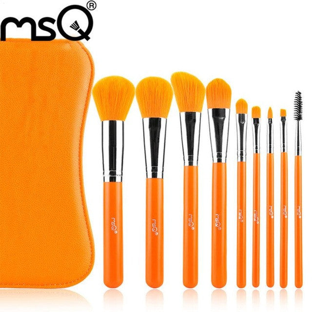 Quality Guarantee Advanced Artificial Fiber easy to take Orange Synthetic Hair Professional Makeup Brush Bag Beauty Anne