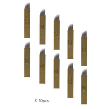 Realer Hot Sale Safe and durable 50Pcs 12Pins Permanent Makeup Eyebrow Tattoo Blades Microblading Needles 2017 Anne
