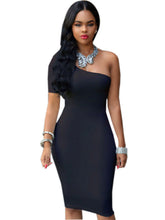 Red Black One Shoulder Bodycon Dress Party Evening Sexy Womens Knee-Length Summer Dresses 2016 Lady Dresses
