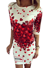 Red Heart Letter Print White Bodycon Dress Mini Bandage Summer Casual Print Dress Polyster Sheath Dress 2016