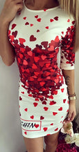 Red Heart Letter Print White Bodycon Dress Mini Bandage Summer Casual Print Dress Polyster Sheath Dress 2016