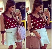 Red Lace Shirt Women Mesh Chiffon Blouse Blusa Casual Blouses Roupas Camisas Blusas Femininas 2014 Women Tops