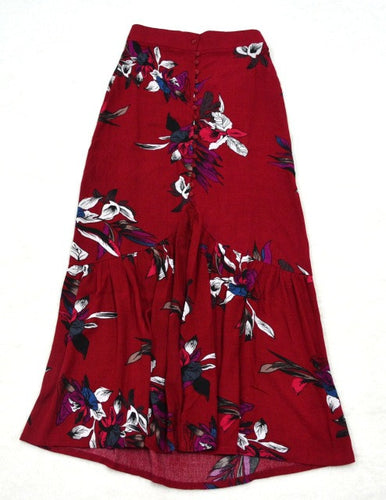 Red Slit Ankle Length Dress Loose Cotton Print Button Tribal Fashion Beach Casual 2016 New Arrival Autumn Dress