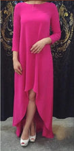 Rose Maxi Dress Woman Vestido Three Quarter Sleeve Robe Women Dress Casual Summer Style High Low Dress Vestidos