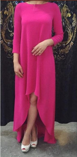 Rose Maxi Dress Woman Vestido Three Quarter Sleeve Robe Women Dress Casual Summer Style High Low Dress Vestidos