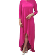 Rose Maxi Dress Woman Vestido Three Quarter Sleeve Robe Women Dress Casual Summer Style High Low Dress Vestidos