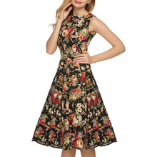 Ruched A Line Sleeveless Dress O-neck Floral Print Knee Length Wiggle Dresses Summer Fashion 2016 Casual Fall Dress