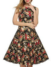 Ruched A Line Sleeveless Dress O-neck Floral Print Knee Length Wiggle Dresses Summer Fashion 2016 Casual Fall Dress