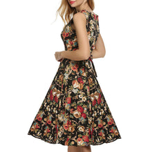 Ruched A Line Sleeveless Dress O-neck Floral Print Knee Length Wiggle Dresses Summer Fashion 2016 Casual Fall Dress