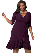 Ruched Blue Solid V-neck Half Sleeve Dress Knee Length Black Plus 3XL Dress Loose Women Autumn 2016 Casual Lady Dress