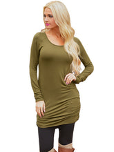 Ruched Bodycon Long Sleeve Mini Short Dress 2016 Autumn Winter Women Fashion Casual Dress Simple Basic Dress 5 Color
