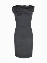 Ruched Simple Elegant Basic Black Women Work Office Dress With Pocket Lined Sleeveless Business Dress 2016 Quality Dress New