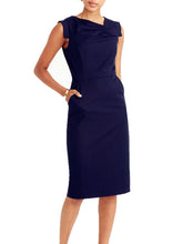 Ruched Simple Elegant Basic Black Women Work Office Dress With Pocket Lined Sleeveless Business Dress 2016 Quality Dress New